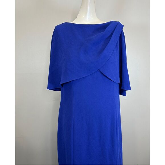 Teri Jon by Rickie Freeman Capelet Crepe Column Gown US14 $660 - Picture 5 of 10